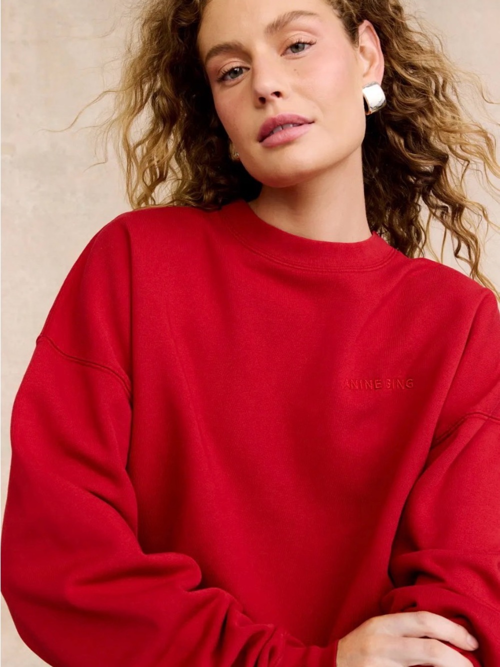 Anine Bing Red Crewneck Sweatshirt